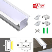 LED Strip Light Aluminium Recessed Profile Milky Cover Cabinet LED Channel - ATOM LED