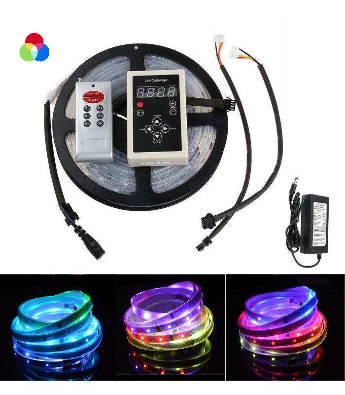 Digital Pixel RGB LED Strip 12V WS2811 Addressable 60LED/M 5 Metre IP65 Waterproof 5metre Kit - ATOM LED