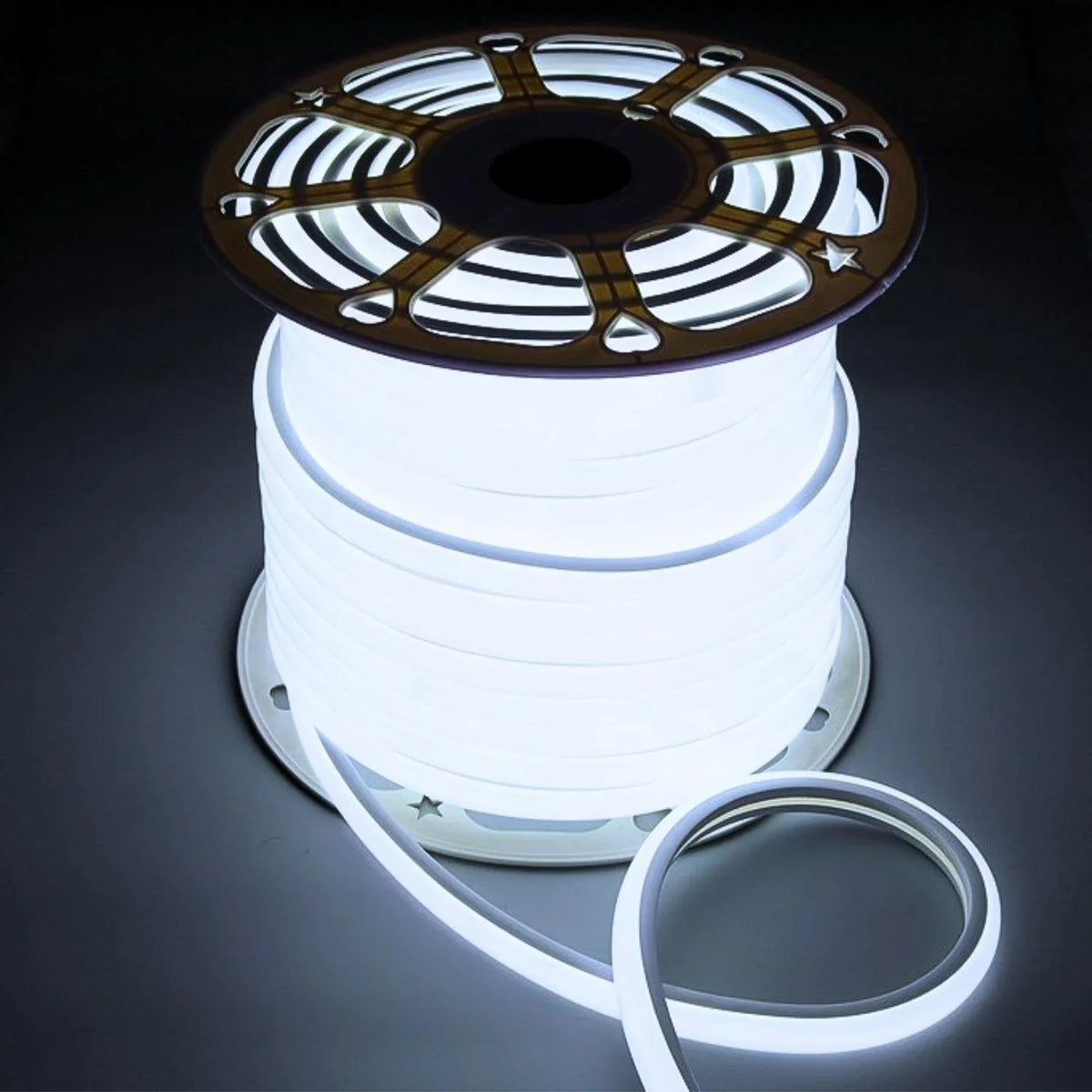 Cool White 6000K LED Neon Flex 16x16mm D Shape Top Bend 120LEDs/m 220V ...