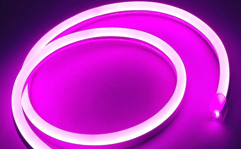Pink LED Neon Flex 220V 240V 8x16mm 120LEDs/m IP67 Waterproof with UK Plug - ATOM LED