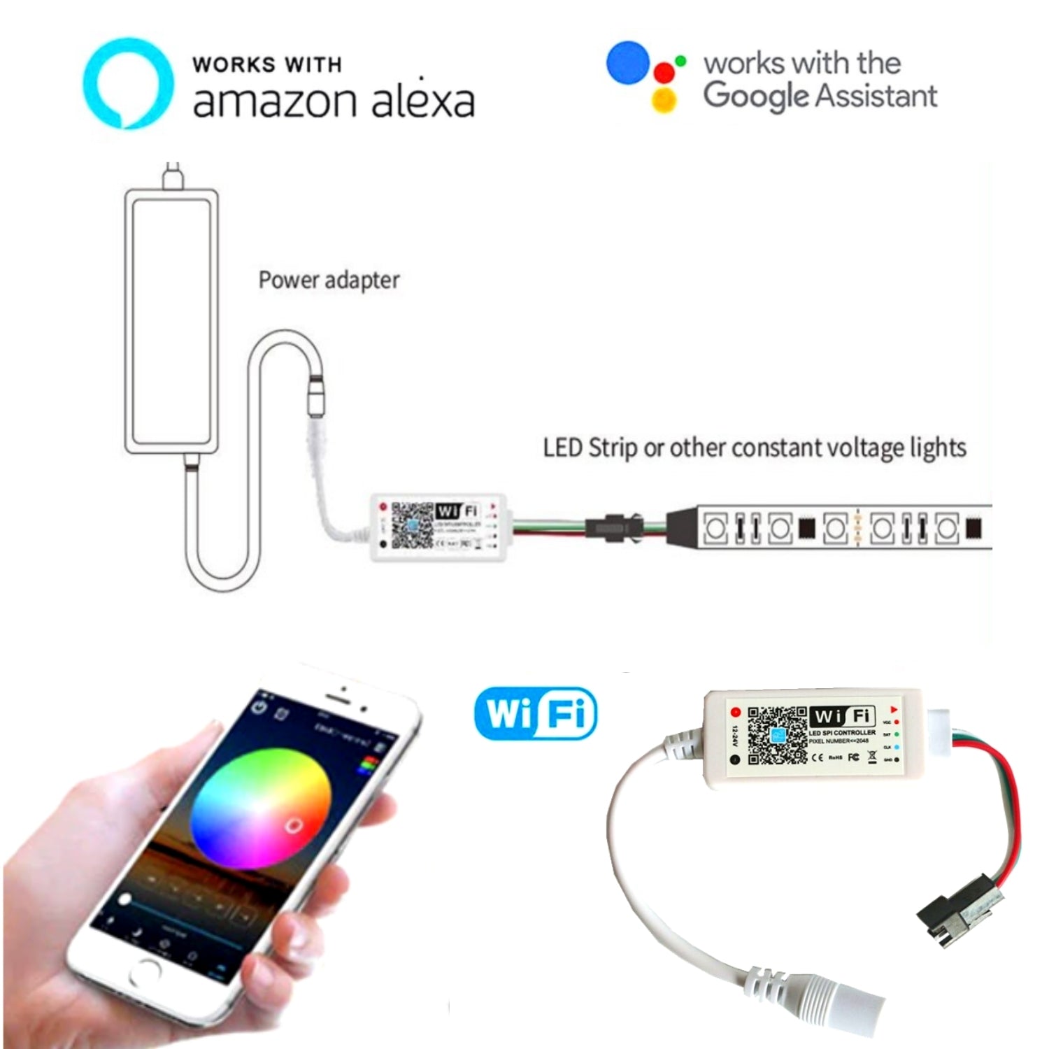 Digital Pixel RGB Neon Flex Addressable 16x16 WS2811 with WIFI Wireless App Controller - ATOM LED