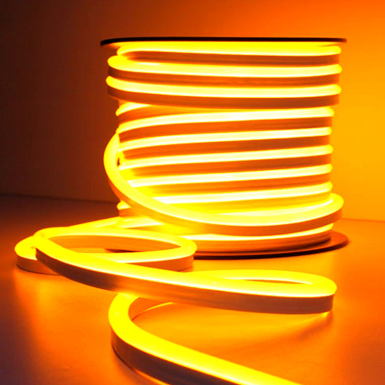 Golden LED Neon Flex 8x16mm 120LEDs/m AC 220 240V IP67 Waterproof with UK Plug - ATOM LED