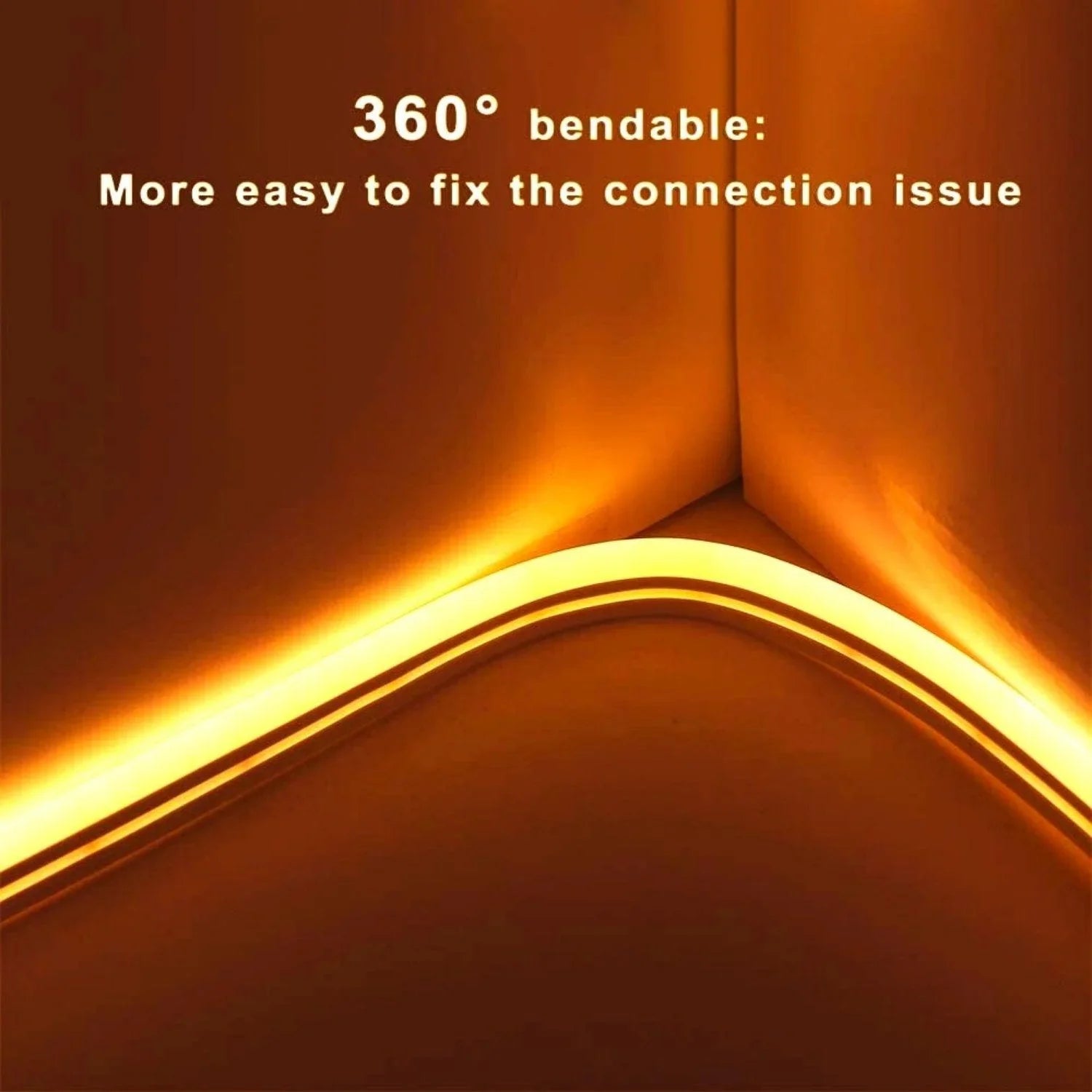 Yellow LED Neon Flex 220V 240V 8x16mm 120LEDs/m IP67 Waterproof with UK Plug - ATOM LED