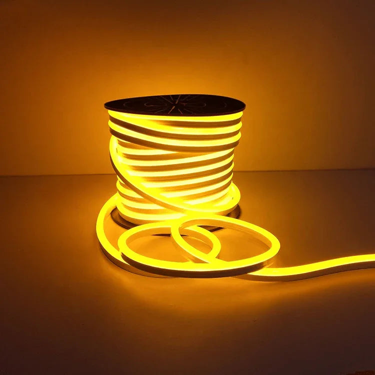 Yellow LED Neon Flex 220V 240V 8x16mm 120LEDs/m IP67 Waterproof with UK Plug - ATOM LED
