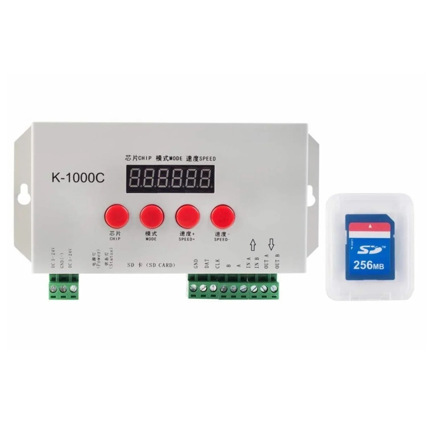 Digital RGB Pixel Controller K-1000C (T-1000S Updated) WS2812B WS2815 SK6812 WS2811 WS2801 LED Strip LED Matrix LED String 1536 Pixels Controller DC5-24V Addressable Programmable Controller with SD Card - ATOM LED