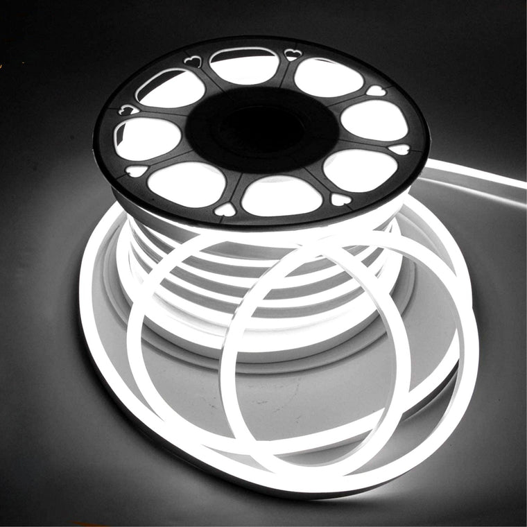 LED Neon Flex Cool White 8x16mm 120LEDs/m 220V 240V IP67 Waterproof with UK Plug - ATOM LED