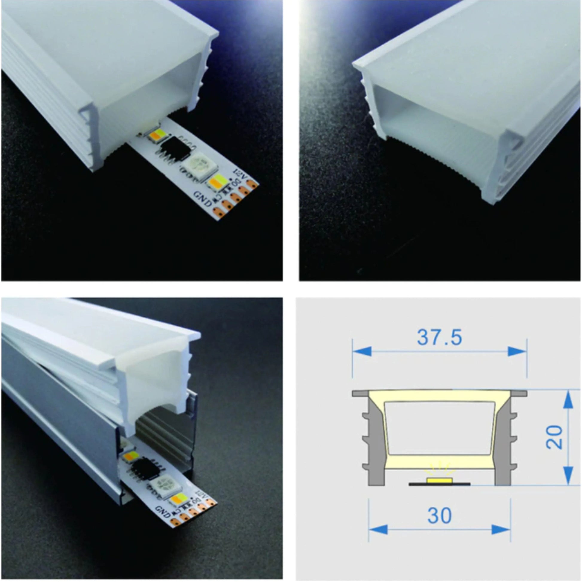 LED Neon Flex & LED Strip Silicone Cover Body Flexible Bendable 30x20mm - ATOM LED