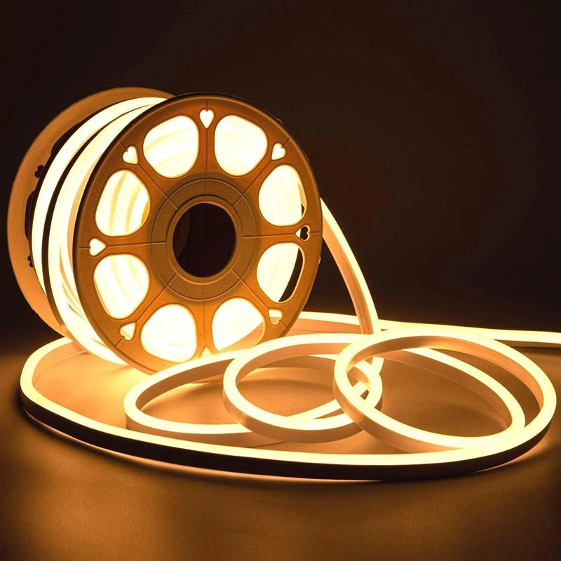 Warm White LED Neon Flex AC 220V 240V 8x16mm 120LEDs/m IP65 Waterproof with UK Plug - ATOM LED