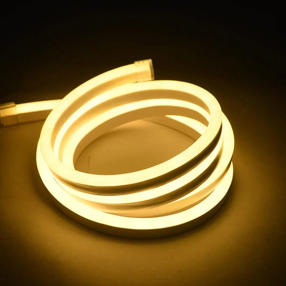 Warm White LED Neon Flex 220V 240V 8x16mm 120LEDs/m IP67 Waterproof with UK Plug - ATOM LED
