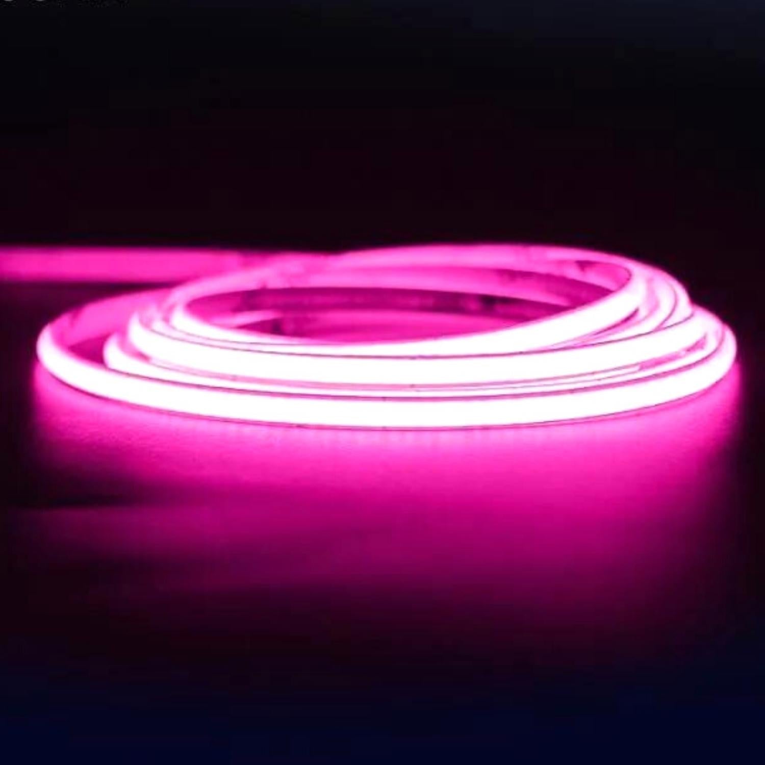 Pink COB LED Strip Light 220V 240V 288 LEDs/m IP65 with UK Plug - ATOM LED