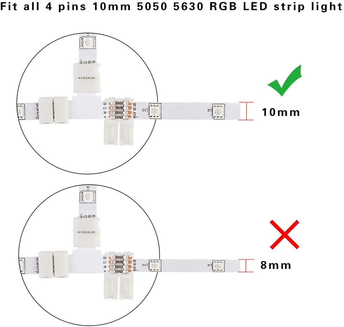 LED Strip Accessories 5pcs + Shape PCB RGB Connectors 4 pin 10mm - ATOM LED