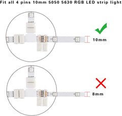 RGB LED STRIP LIGHT ACCESSORIES Connector 10mm 4pin