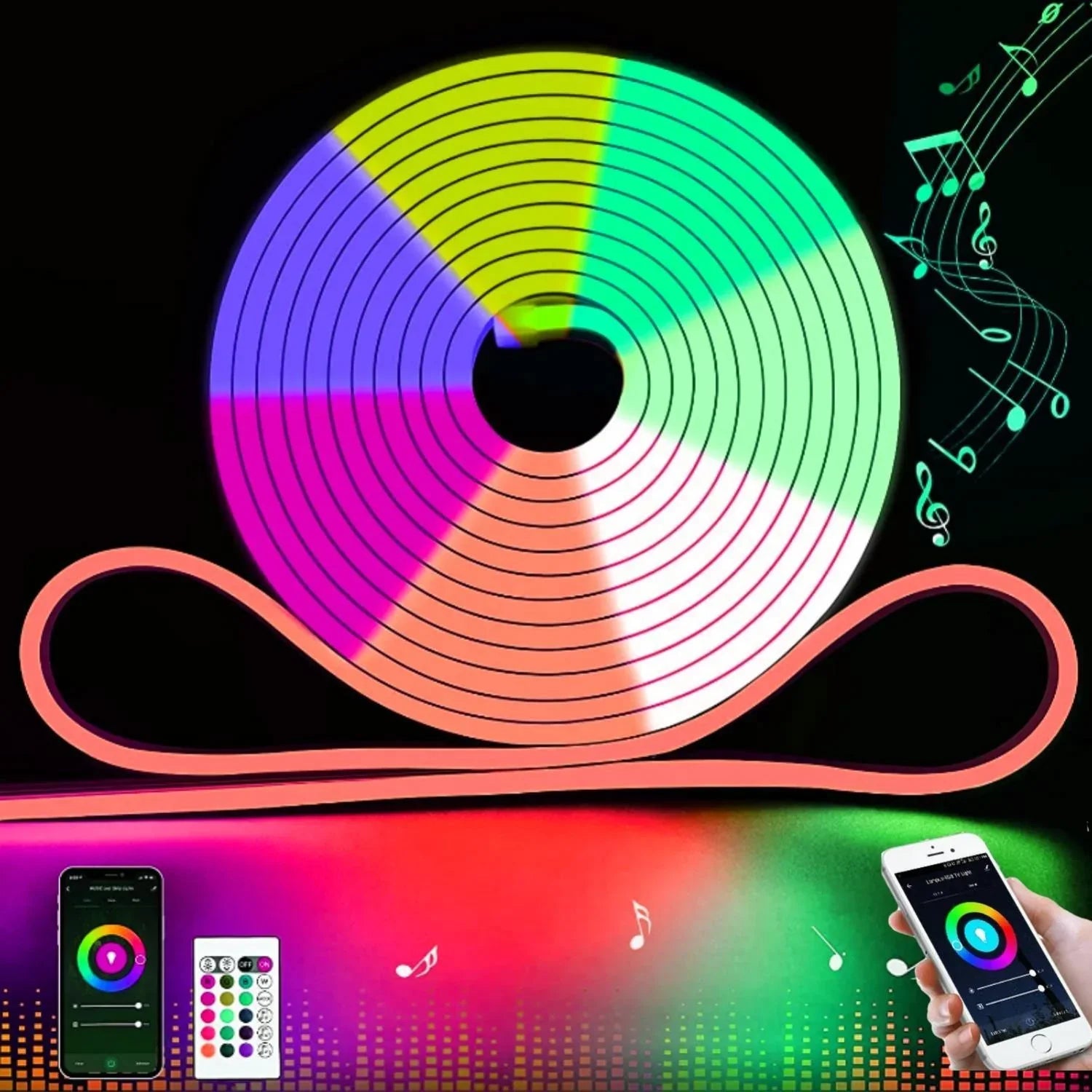 Mini RGB Neon Flex 24V 6x12mm IP65 Waterproof with WIFI Control App works with Alexa & Google Home 10 Metre Kit - ATOM LED