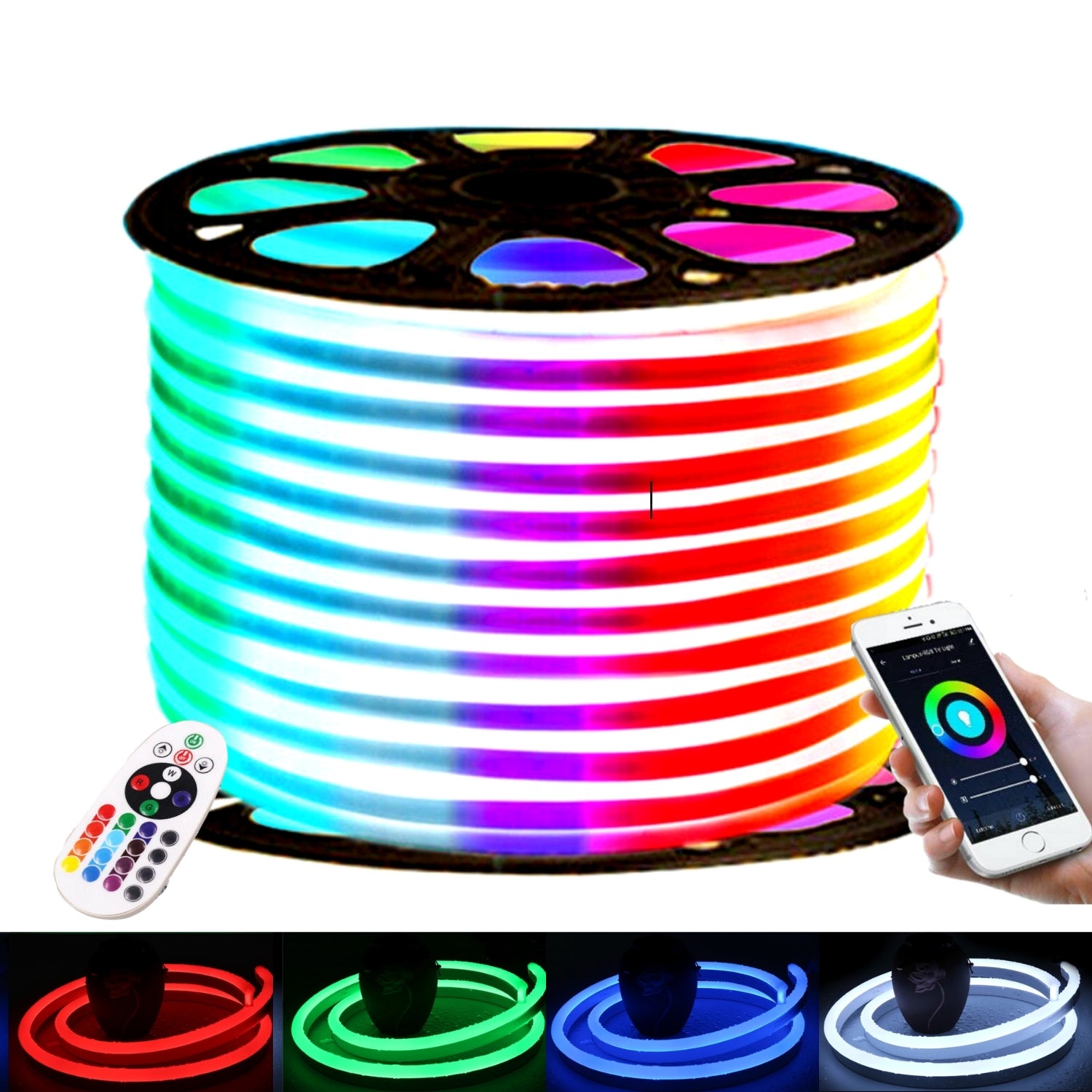 RGB LED Neon Flex 220V 240V 10x18mm IP67 Dimmable Wireless Bluetooth App Control with Remote - ATOM LED