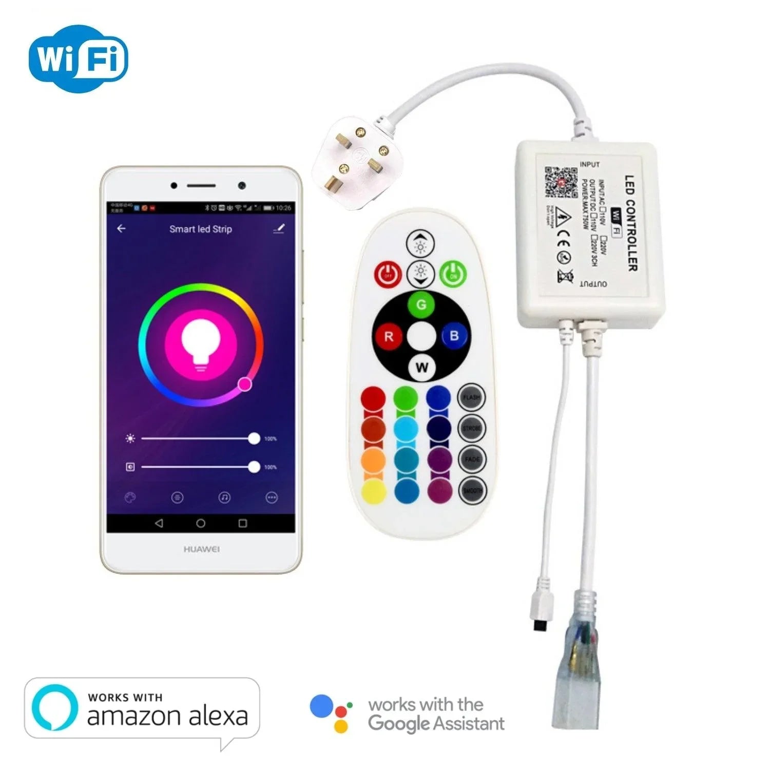 RGB LED Strip 220V 240V 120 LEDs/m IP67 Waterproof WIFI App Control Work With Google & Alexa - ATOM LED