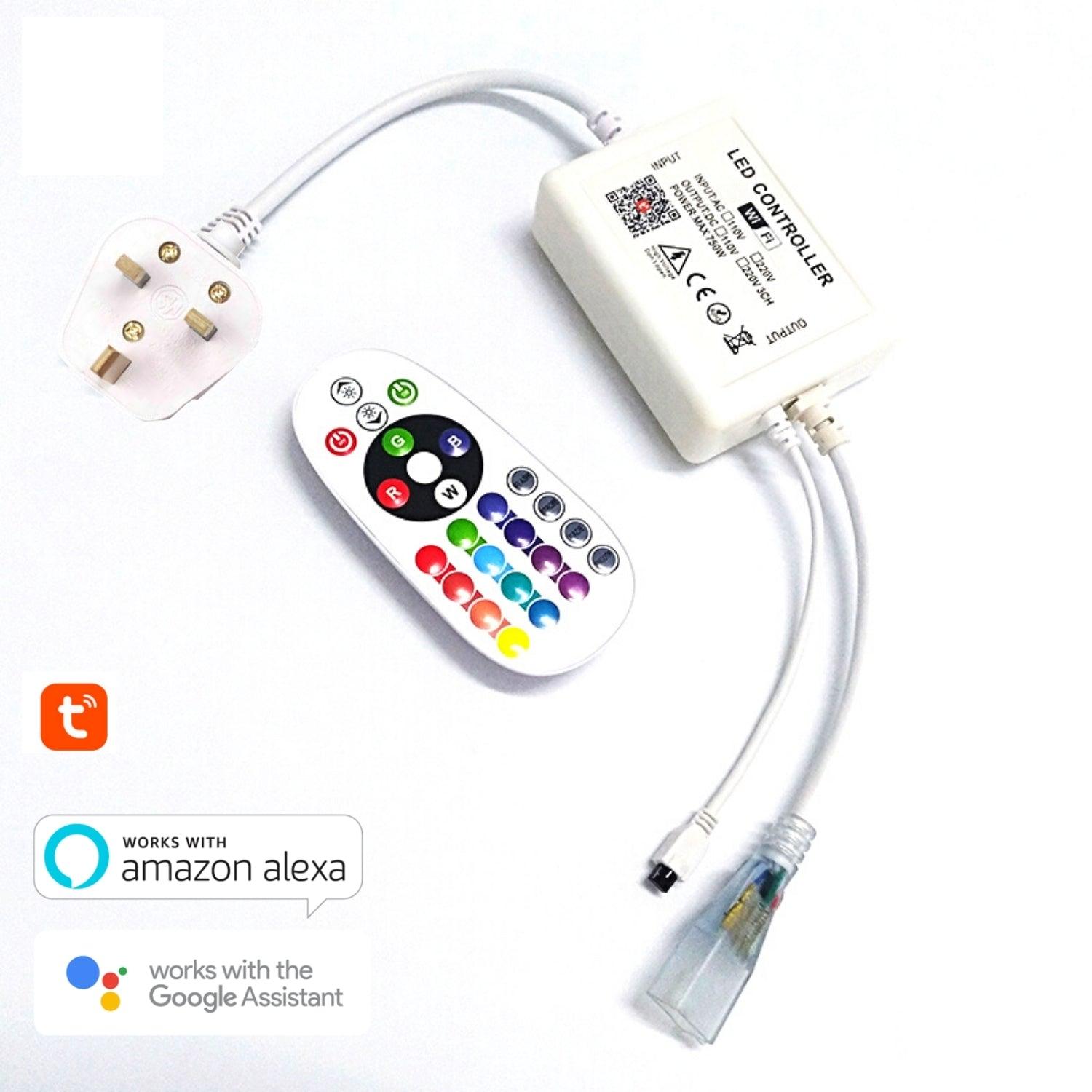 RGB Neon Flex 10x20mm 220V 240V WiFi Tuya APP LED Controller with 24key Remote - ATOM LED