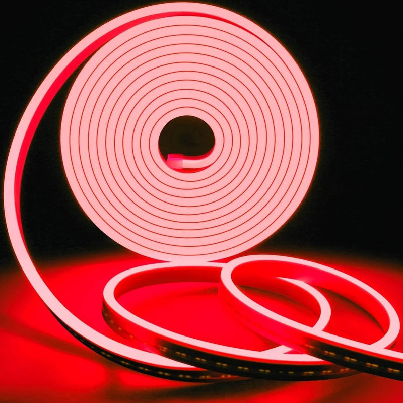 Red Neon Flex 12V 6x12mm 120LEDs/m IP65 Waterproof 2.5cm Cut Kit - ATOM LED