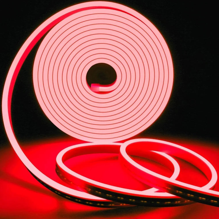 Red Neon Flex 12V 6x12mm 120LEDs/m IP65 Waterproof 2.5cm Cut - ATOM LED