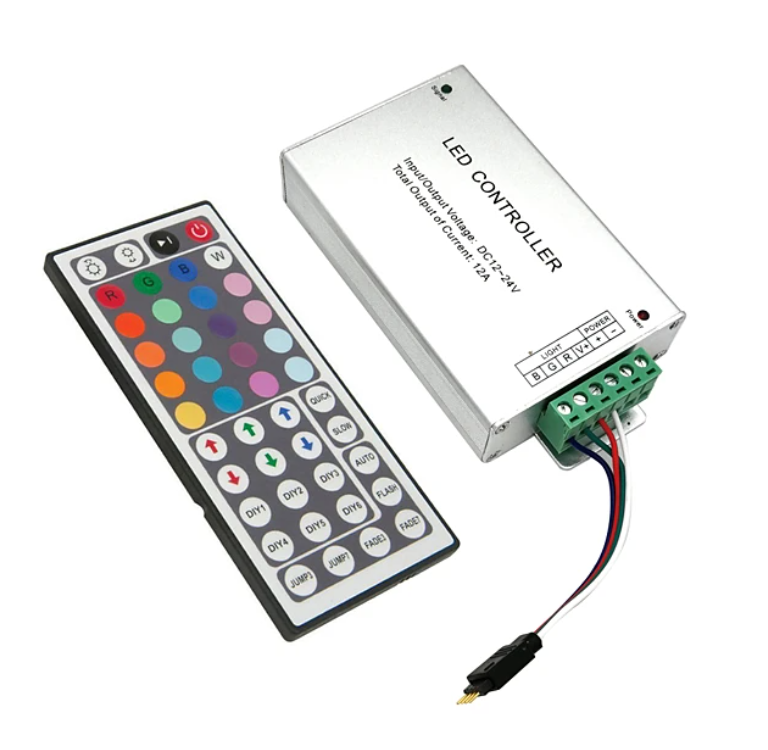 12V/24V 24A RGB LED Strip Controller with IR 44 Key Remote For RGB SMD 5050 3528 - ATOM LED