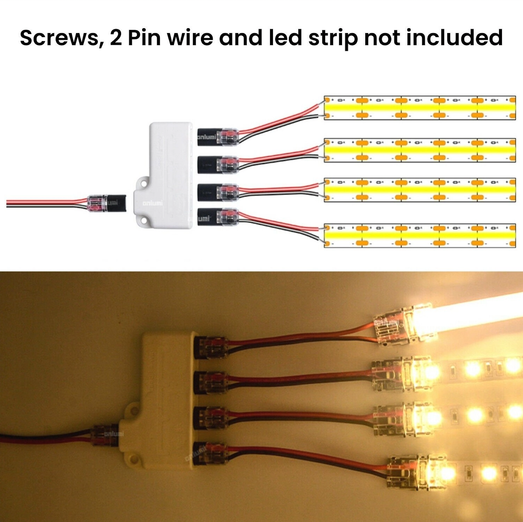 12V 2Pin LED Strip 2/3/4 Way Connector For Power Distribution Single Colour LED - ATOM LED