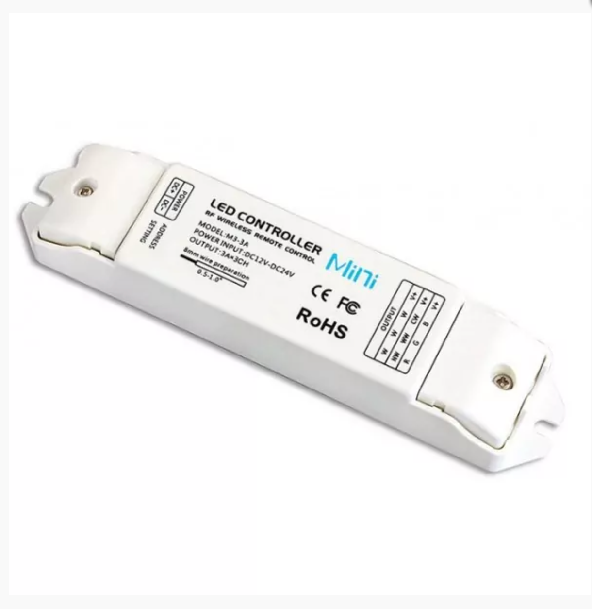 L Tech LED Mini RF DIM - M1/M3-3A Touch Remote Controller Dimmer Receiver for Single Colour LED Lighting Strip 12V 24V - ATOM LED