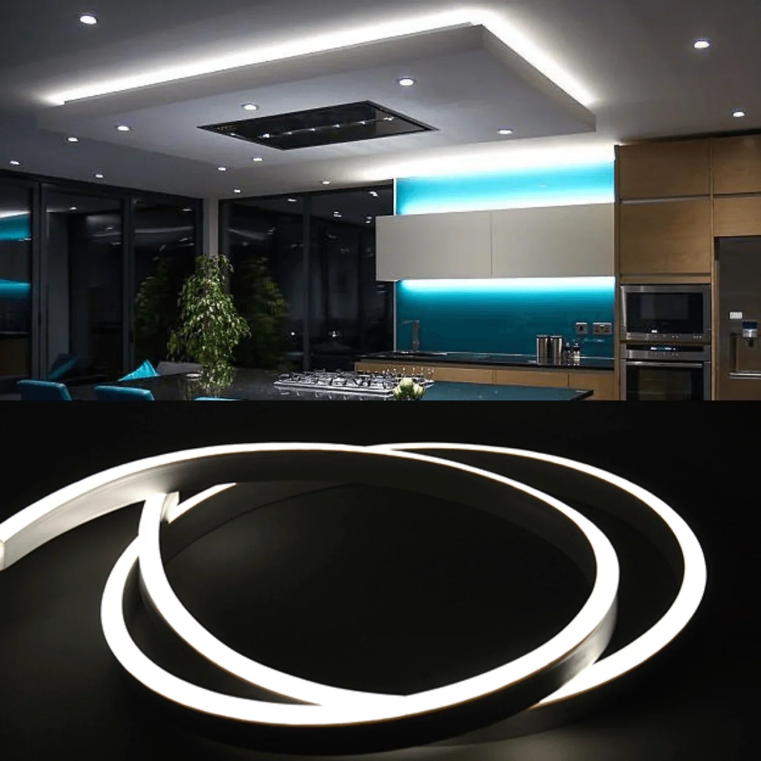 Cool White LED Neon Flex Wireless 8x16mm 120LEDs/m 220V 240V IP65 Waterproof with UK Plug - ATOM LED