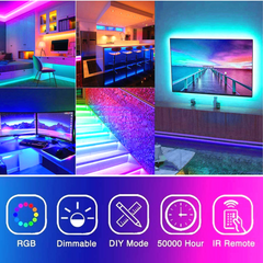 RGB LED Strip 10 Metre (5m+5m) 5050 12V IP20 Non Waterproof 300LED Full Kit - ATOM LED