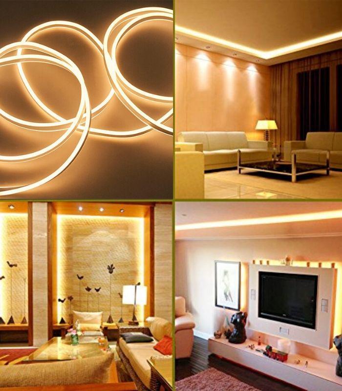 Warm White LED Neon Flex Double Side 220V 240V 120LED/m 8x16mm IP67 Waterproof Full Kit - ATOM LED