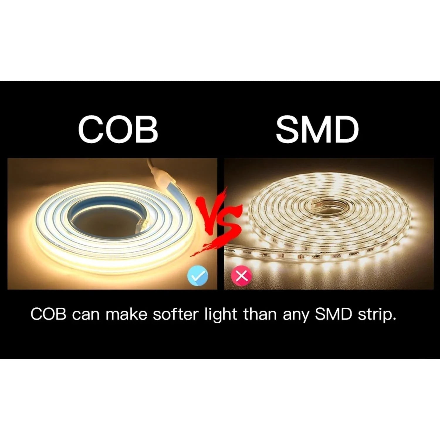 Pink COB LED Strip Light 220V 240V 288 LEDs/m IP65 with UK Plug - ATOM LED