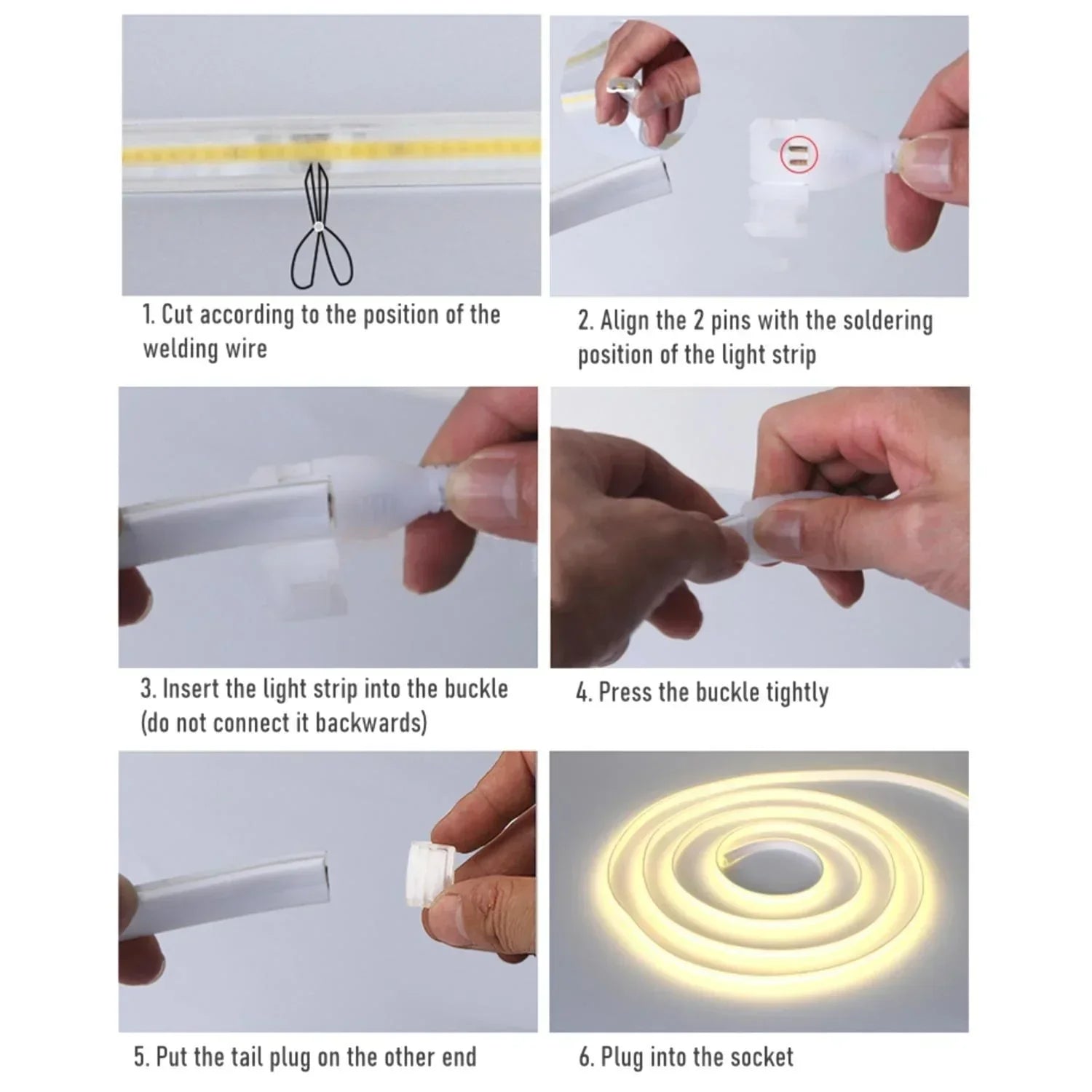 COB LED Strip 220V 240V Warm White 3000K 288 LEDs/m IP65 with UK Plug - ATOM LED