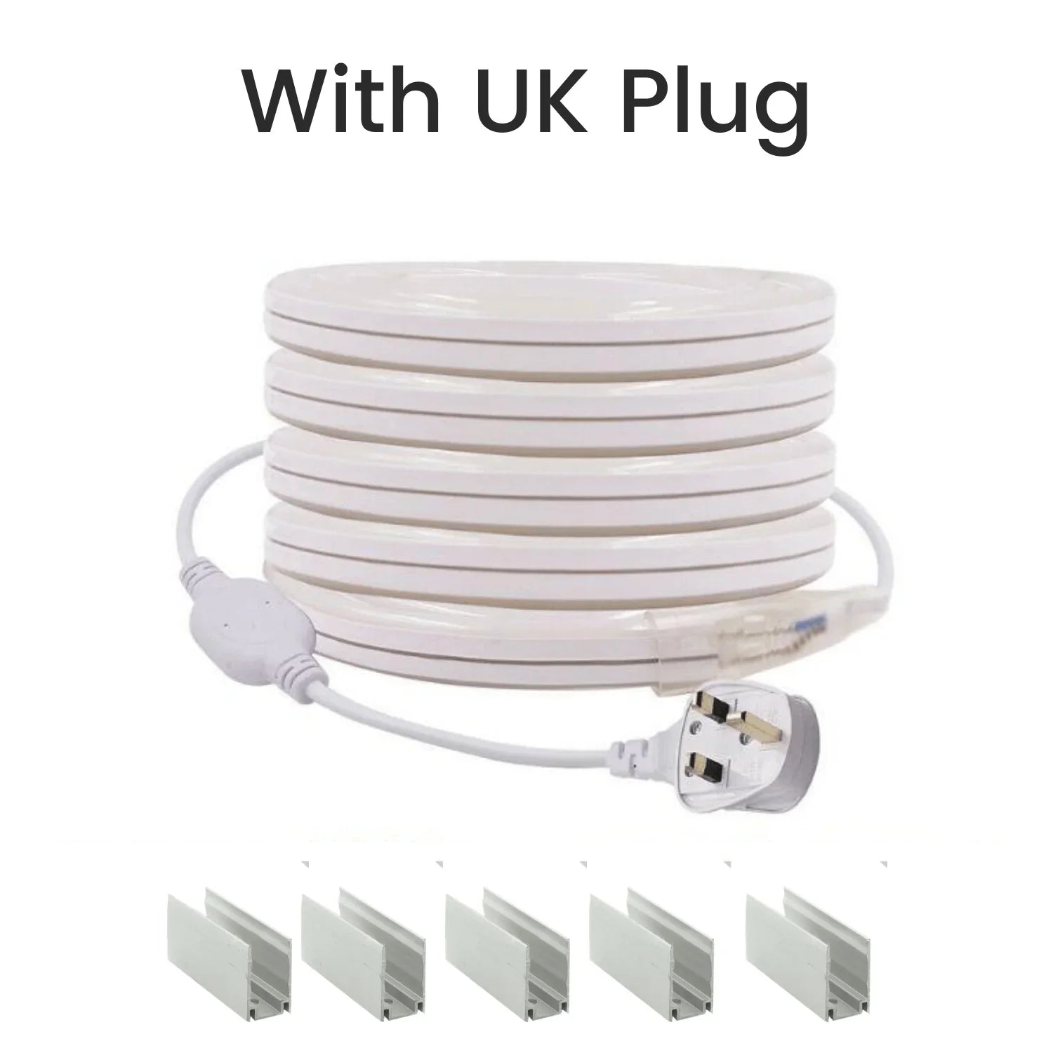 Blue LED Neon Flex 8x16mm 120LEDs/m AC 220 240V IP67 Waterproof with UK Plug - ATOM LED