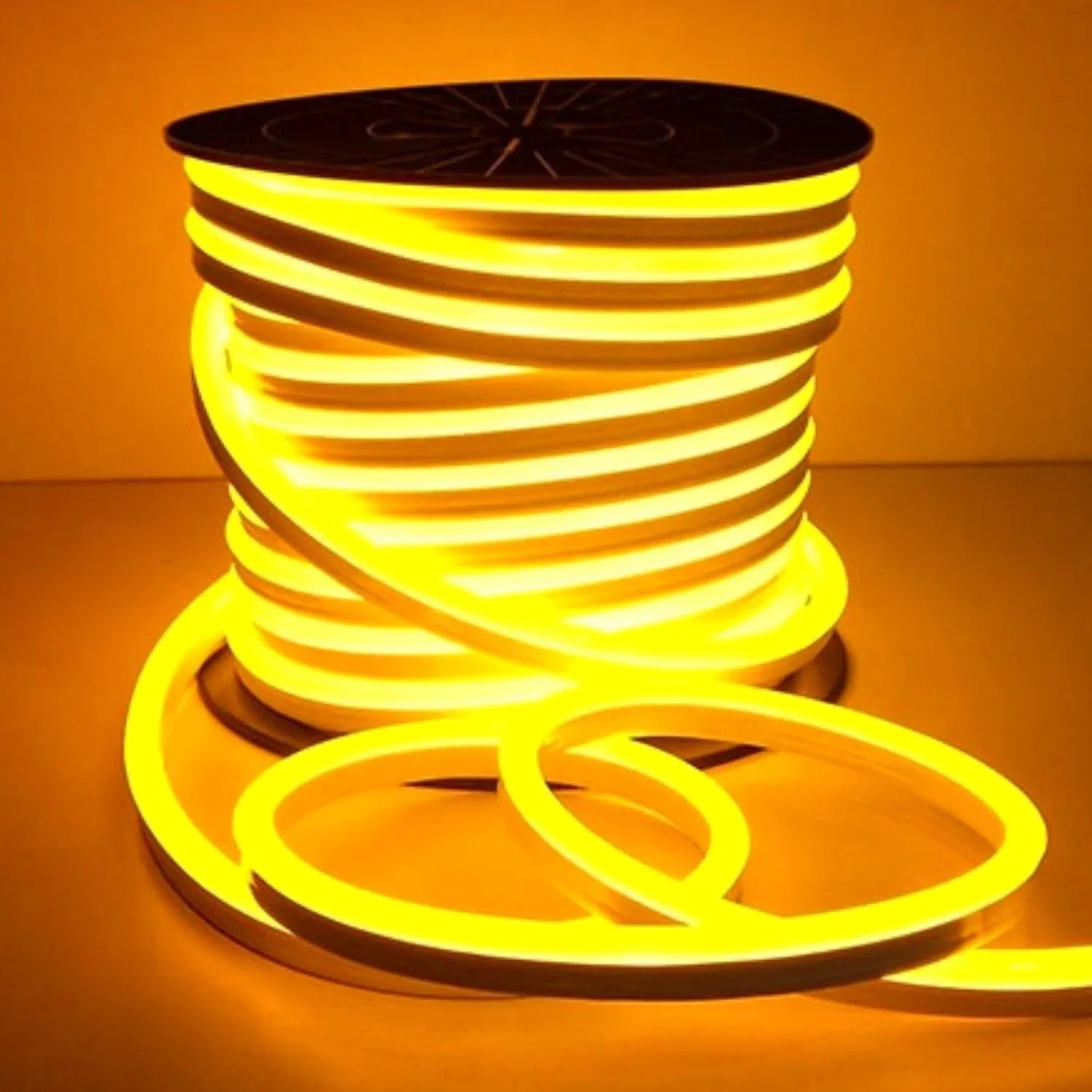 Golden LED Neon Flex 220V 240V 8x16mm 120LEDs/m IP67 Waterproof with UK Plug - ATOM LED