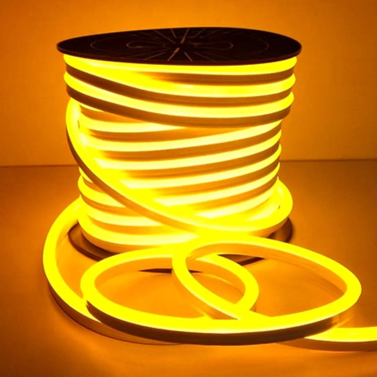 Golden LED Neon Flex 220V 240V 8x16mm 120LEDs/m IP67 Waterproof with UK Plug - ATOM LED