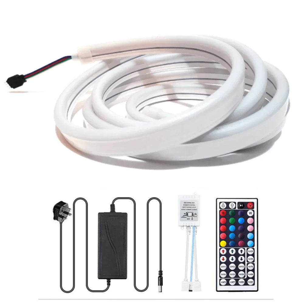 RGB LED Neon Flex 12V IP65 Waterproof 8x18mm with Remote 5 Metre Kit - ATOM LED