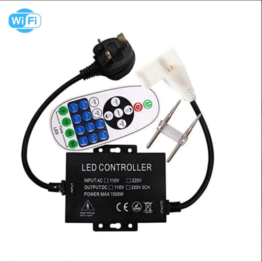 COB LED Strip 220V 240V WIFI Dimmer Controller with 23-Key RF Remote Control 1500W for Brightness Adjustment - ATOM LED