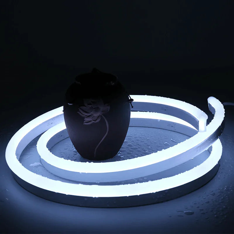 Cool White Neon Flex DC 12V IP65 Waterproof 8x16mm 120 LEDs/M Full Kit - ATOM LED