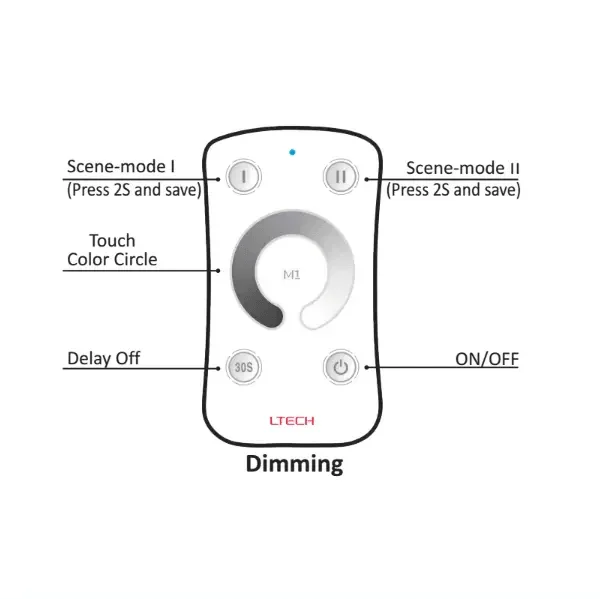 L Tech LED Mini RF DIM - M1/M3-3A Touch Remote Controller Dimmer Receiver for Single Colour LED Lighting Strip 12V 24V - ATOM LED