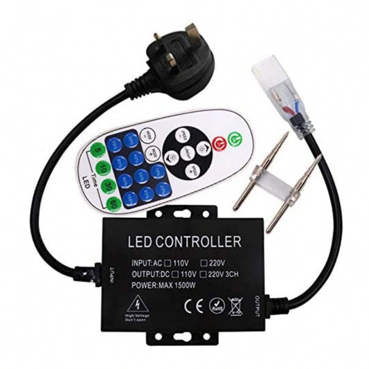 LED Neon Flex 220V 240V 8x16mm 23-Key RF Remote Control 1500W Dimmer Transformer for Brightness Adjustment - ATOM LED
