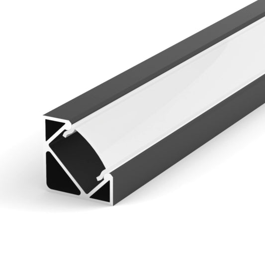 LED Strip Aluminium Corner Profile Black Milky Cover Channel 19x19mm - ATOM LED