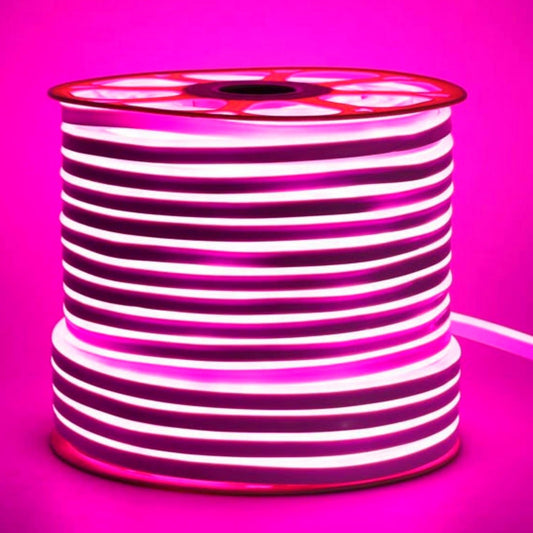 Pink LED Neon Flex 220V 240V 8x16mm 120LEDs/m IP67 Waterproof with UK Plug - ATOM LED