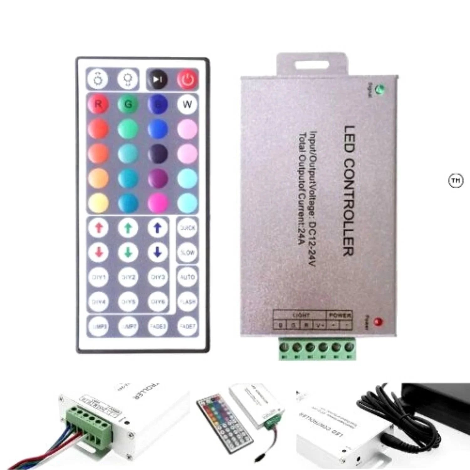 12V/24V 24A RGB LED Strip Controller with IR 44 Key Remote For RGB SMD 5050 3528 - ATOM LED