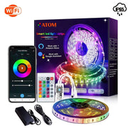 RGB LED Strip 12V WiFi Wireless Control IP65 Waterproof 300LEDs 5m Full Kit Work with Alexa and Google Home - ATOM LED