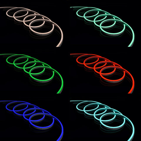 24v Rope Rgb RGB Neon Flex Rope Light 24V 8x18mm IP65 Waterproof 10m Kit - ATOM LED