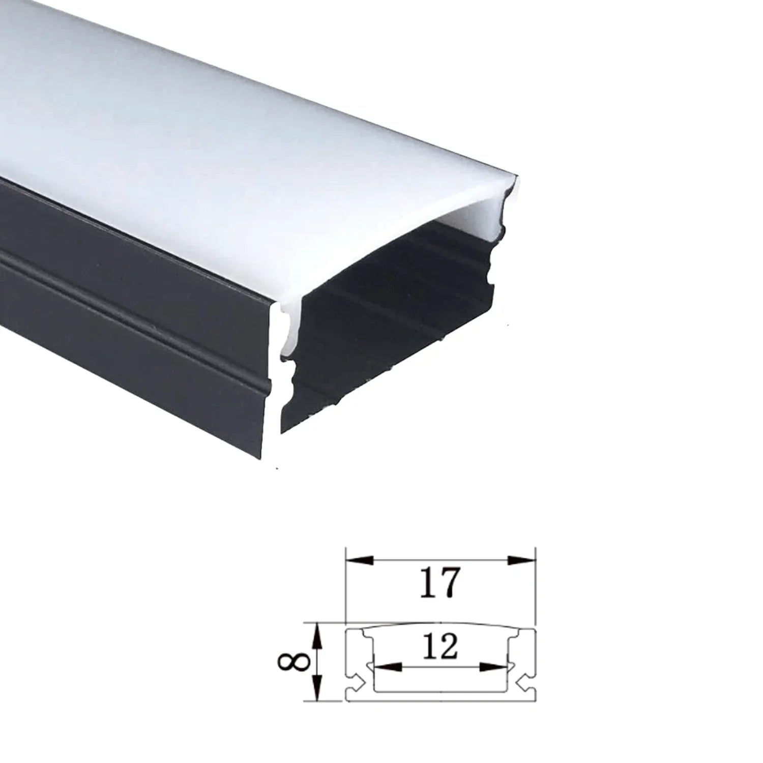 LED Strip Aluminium Profile Channel Milky Cover Cabinet Aluminium Black - ATOM LED