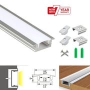 LED Strip Light Aluminium Recessed Profile Milky Cover Cabinet LED Channel - ATOM LED