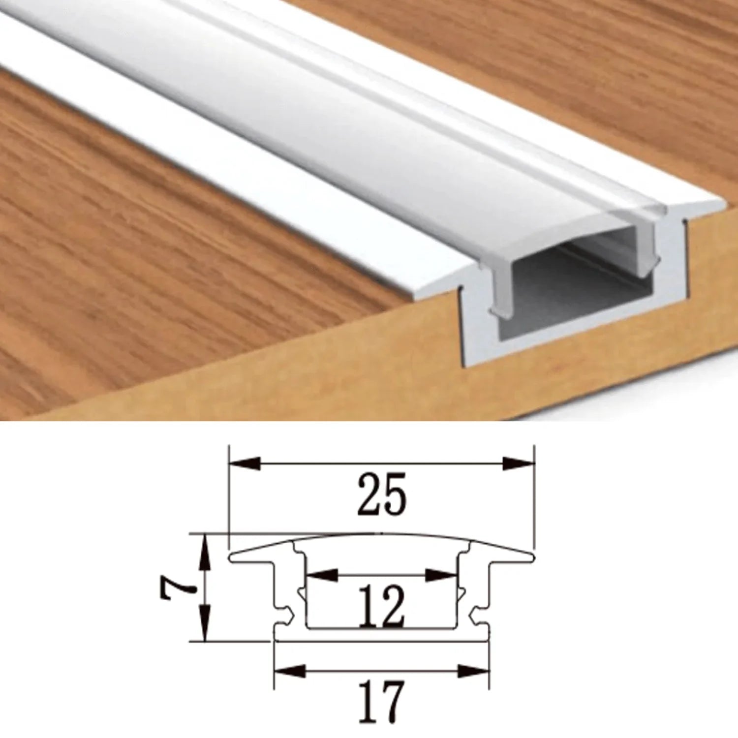 LED Strip Light Aluminium Recessed Profile Milky Cover Cabinet LED Channel - ATOM LED