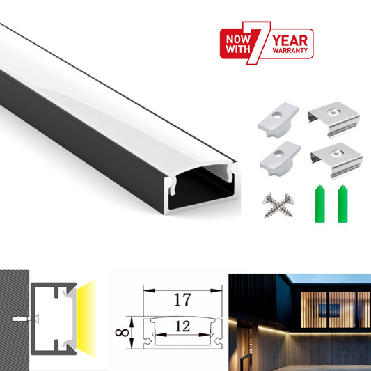 LED Strip Aluminium Profile Channel Milky Cover Cabinet Aluminium Black - ATOM LED