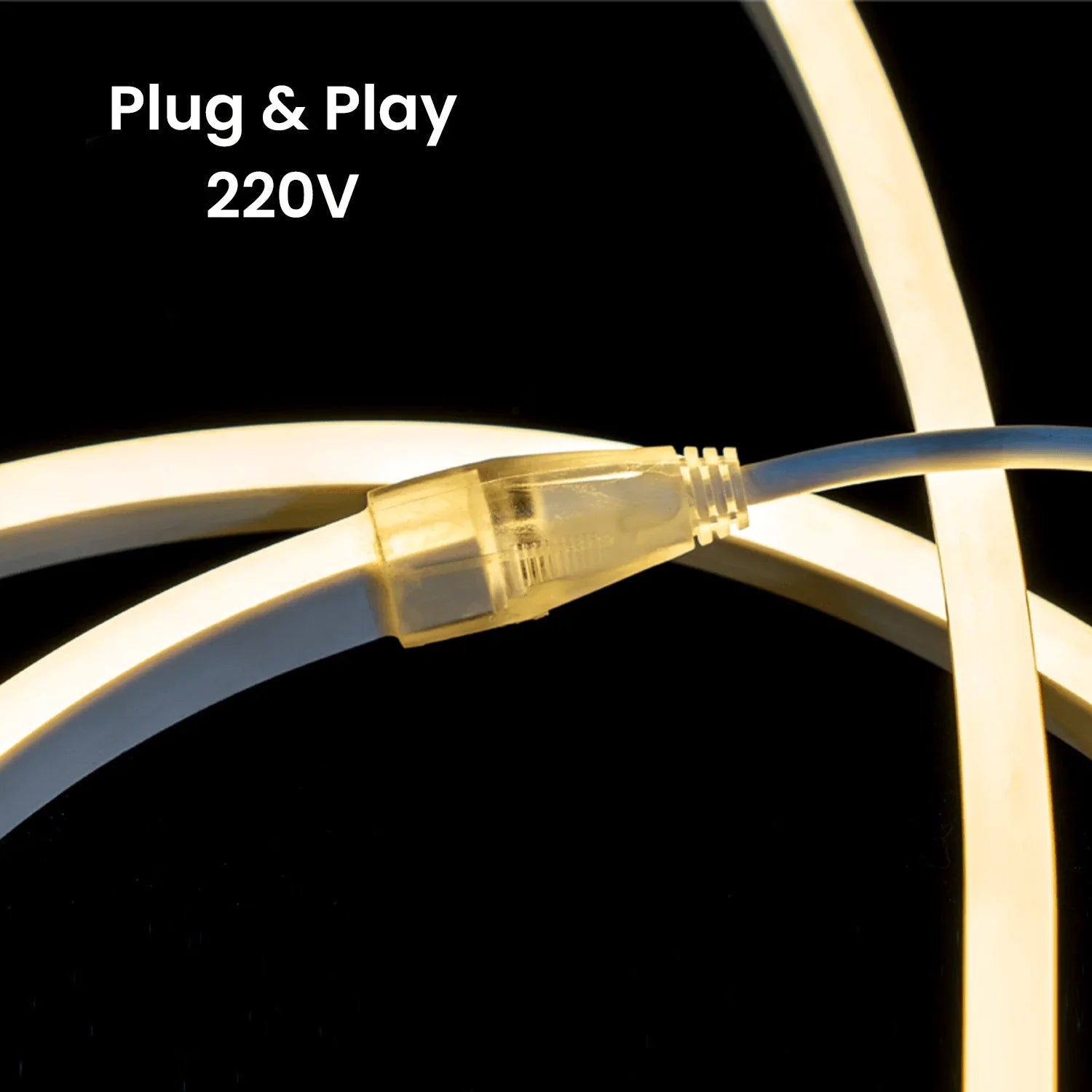 Warm White LED Neon Flex 220V 240V 8x16mm 120LEDs/m IP67 Waterproof with UK Plug - ATOM LED