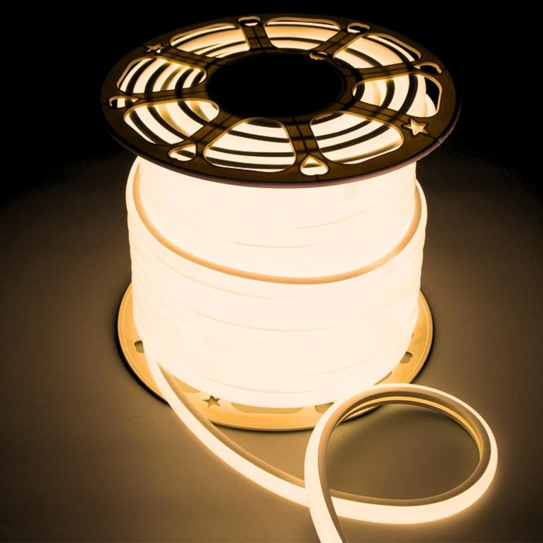 Warm White LED Neon Flex 16x16mm D Shape Vertical Bending 120LEDs/m 220V 240V IP67 Waterproof with UK Plug - ATOM LED