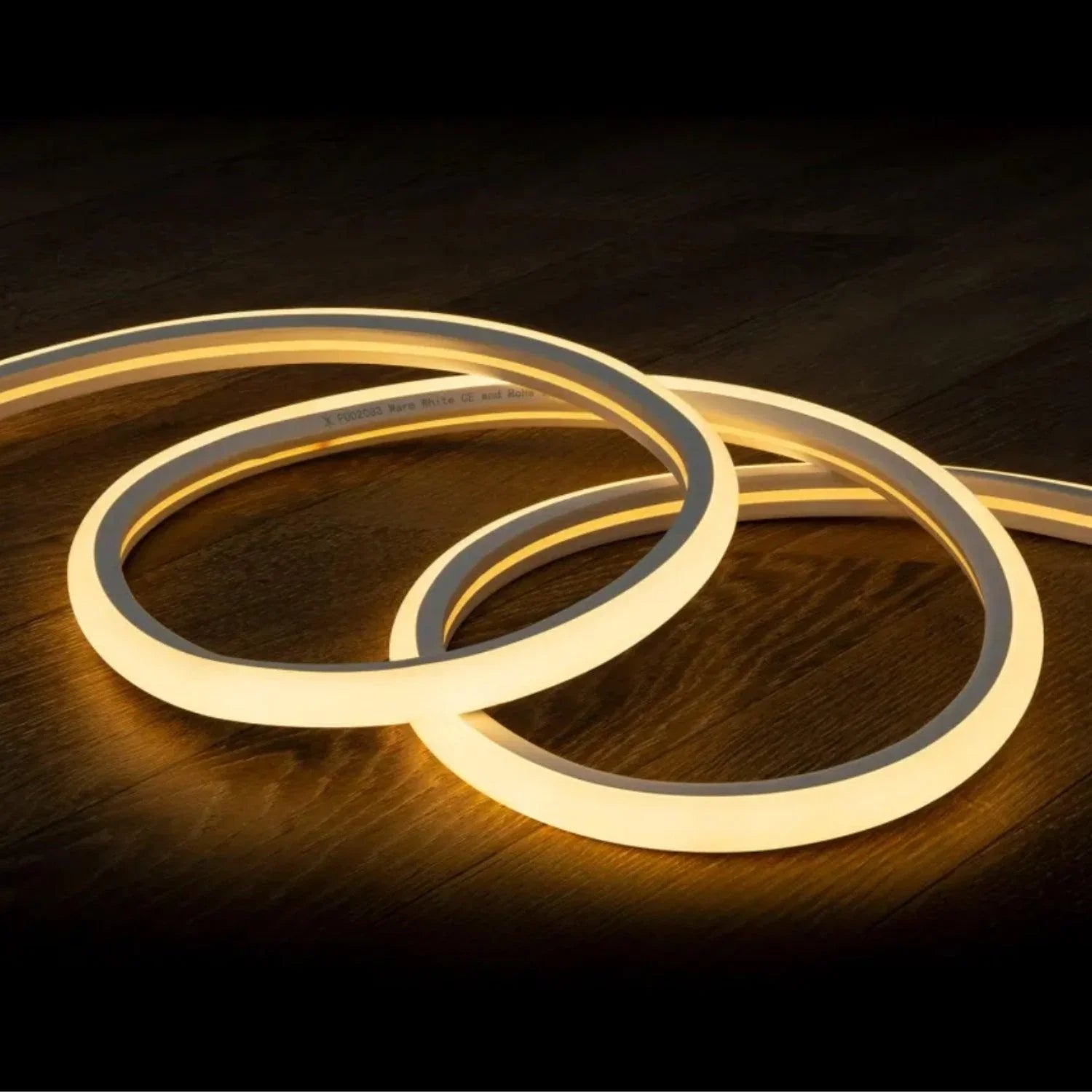 Warm White LED Neon Flex 16x16mm D Shape Vertical Bending 120LEDs/m 220V 240V IP67 Waterproof with UK Plug - ATOM LED